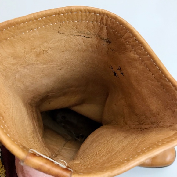 VINTAGE Moroccan Kilim Woven Wool Leather Boots SZ 37 Boho Gypsy Handmade - Picture 10 of 15